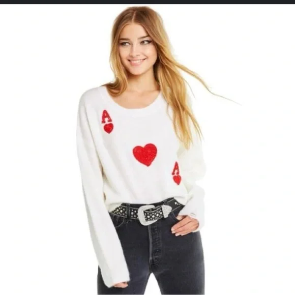 Wildfox Ace Of Hearts Sweater, Sz Small - Picture 7 of 7